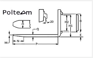 rysunek wymiaru wideł polteam